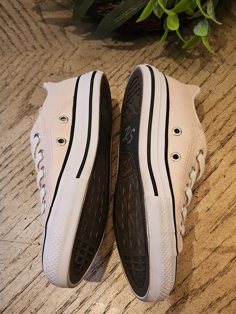 Converse Pink Shimmer Slip On Sneakers Size 12 NWOT
